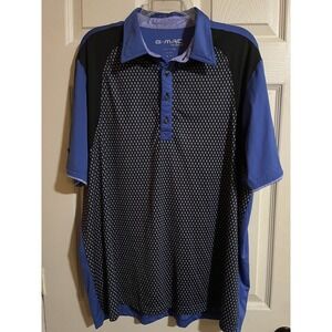 G*Mac by Kartel mens xl Golf‎ Shirt Blue Geometric Pattern Logo polo performance
